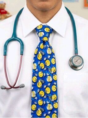 NIP/NWT/NOS Vtg Y2K ROBERTO CELLINI Deadstock Pediatrics Medical Smiley Face Tie